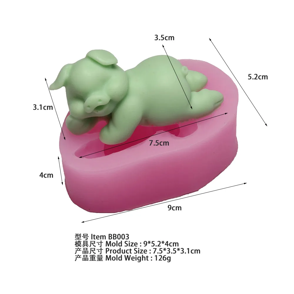 BB003 3D Silicone Cake Mold Pig Shape Handmade Fondant Soap Mould For Decorating Kitchen Accessories | Tools