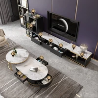 marble tv cabinet coffee table combination light luxury living room rock floor cabinet