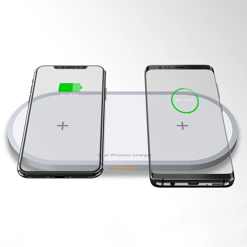 Беспроводное зарядное устройство с двумя разъемами быстрая зарядка 10 Вт