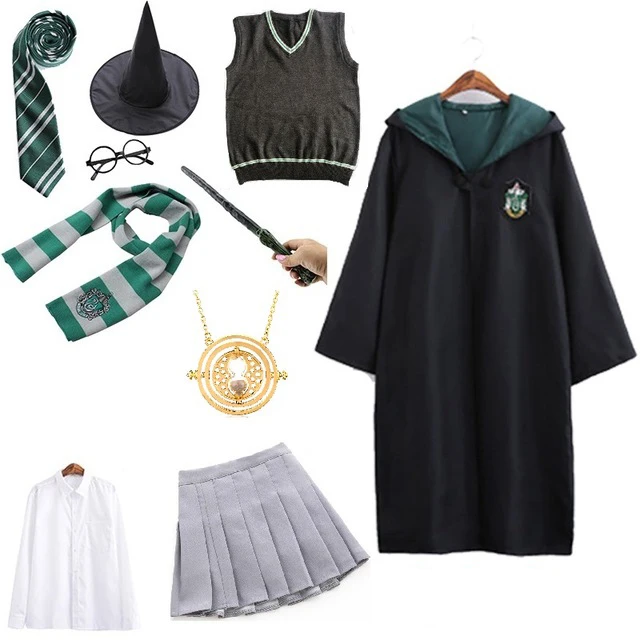

Unisex Kids Adult Magic School Uniform Robe Cloak Dress Women Girls Wizard Clothes Pastor Halloween Costume And Accessories