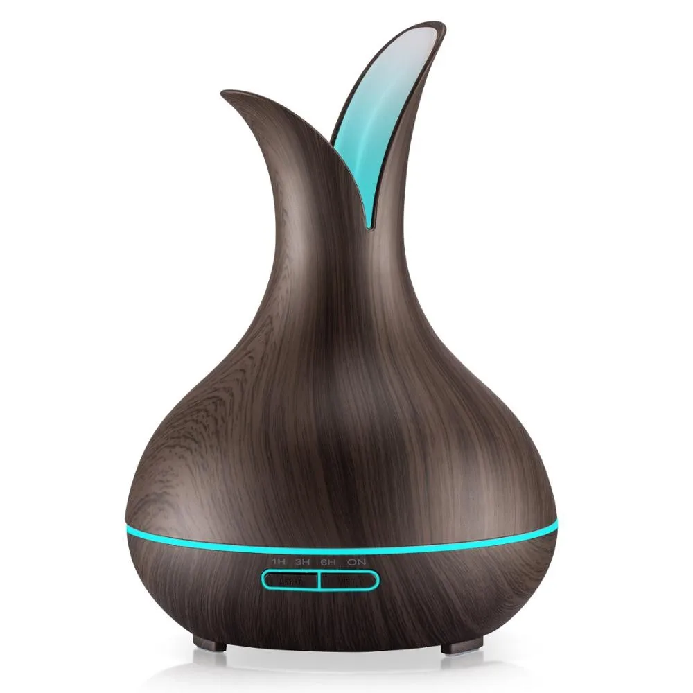 

Portable smart Home air Ultrasonic Aroma Essential Oils Diffuser With Wood Grain 400ml
