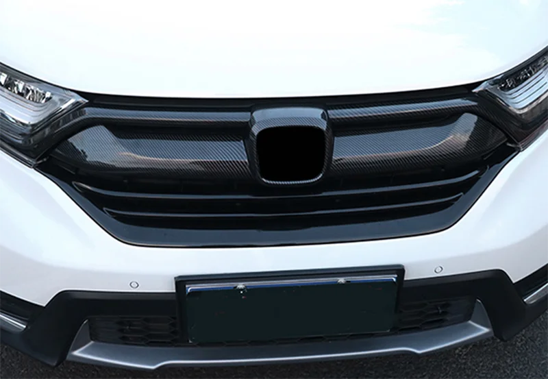 Глянцевый черный передний бампер из углеродного волокна решетчатая полоса