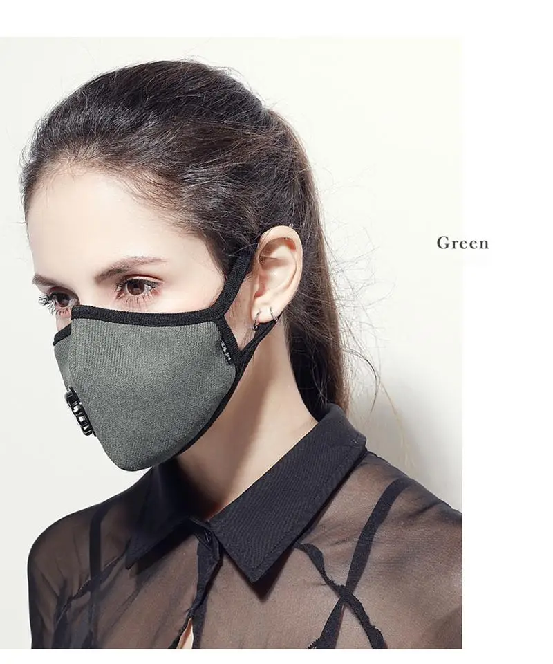 Маска хлопковая многоразовая для лица PM2.5 Пылезащитная с 3 фильтрами 1 шт. | Спорт и