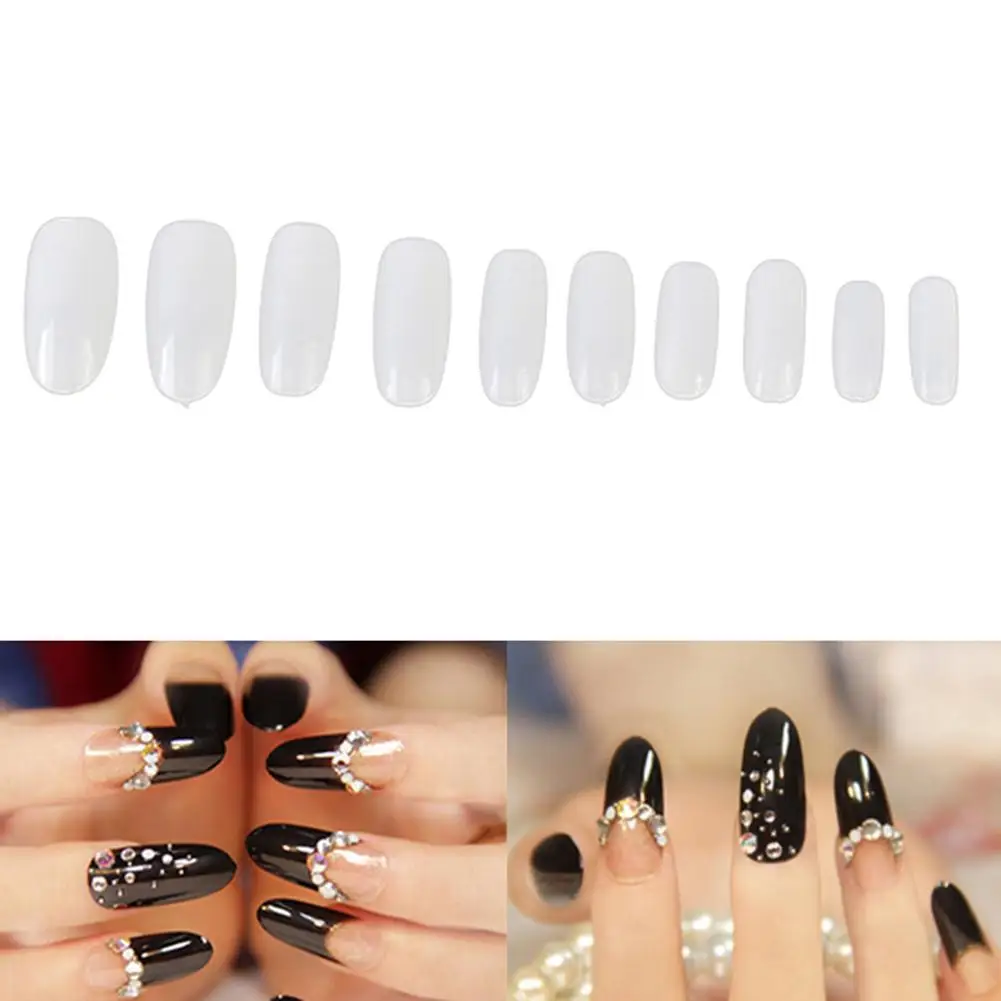 500 шт. Овальный Форма полного покрытия накладные ногтей искусственный длинный