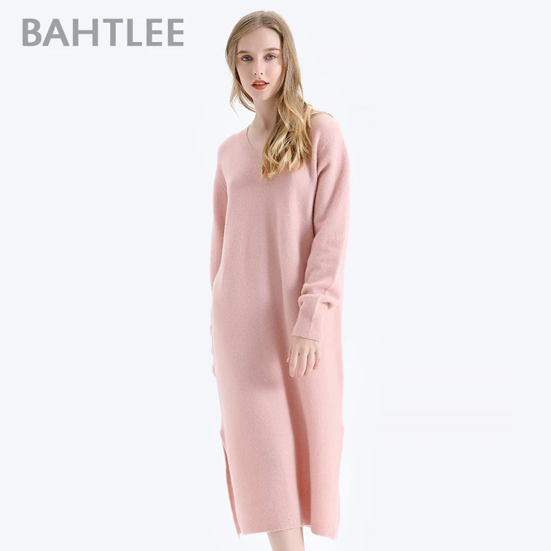 Женский бархатный пуловер BAHTLEE свитер из шерсти с v-образным вырезом и длинными