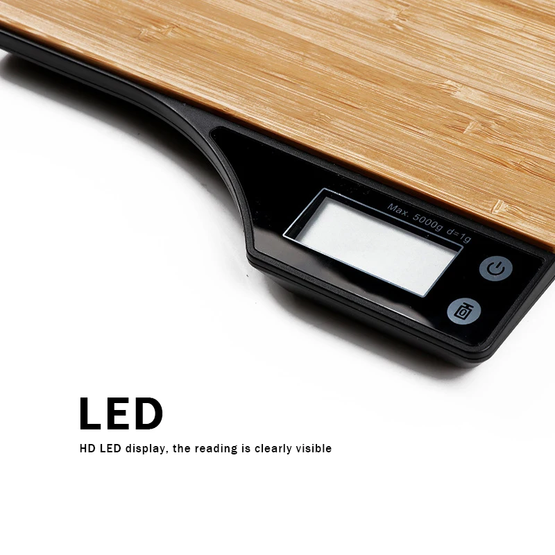 

LCD Display 5kg Multi-function Digital Food Kitchen Scale Bamboo Stainless Steel Weighing Food Scale Cooking Tools Balance