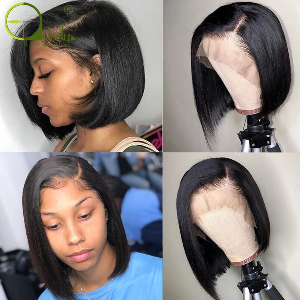 13х4 короткие парики для волос Remy Bob парик бразильские прямые волосы женщин из