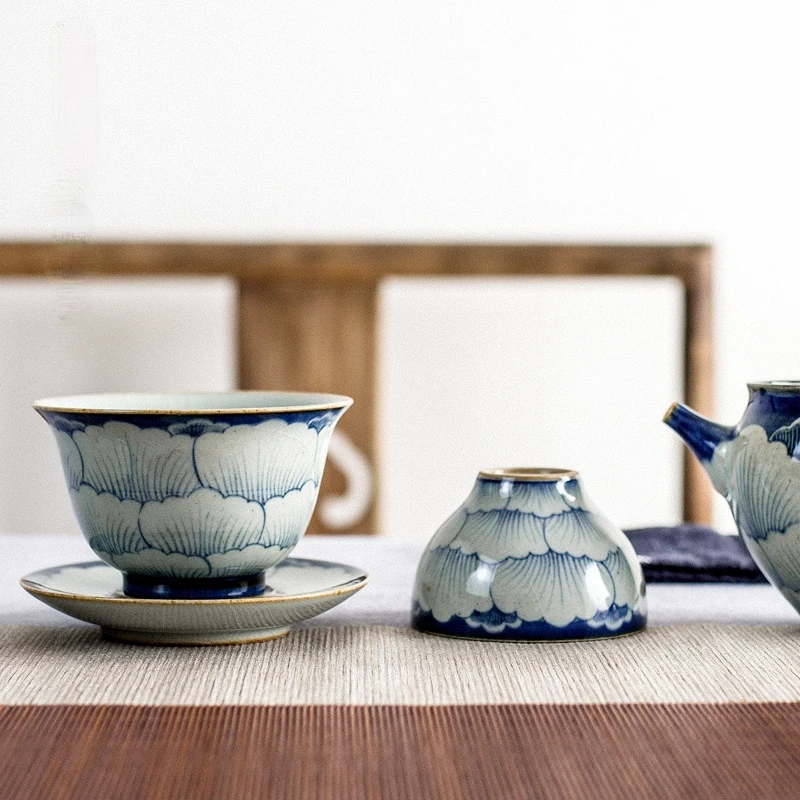 

Ceramic Chinese Tea Cup Vintage Luxury Handmade Kung Fu Tea Cup Ceremony Creative Gift Tazze Da Tea Household Products DG50TC