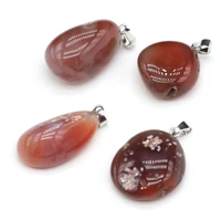 natural irregular stone pendants polished cherry agate stone necklace accessories for jewelry making bracelet crystal charms
