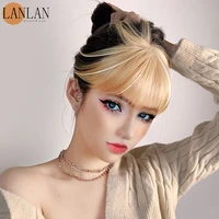 two color stitching air bangs clip in hair bangs hairpiece synthetic fake bangs clip in hair extensions clip in hair pieces
