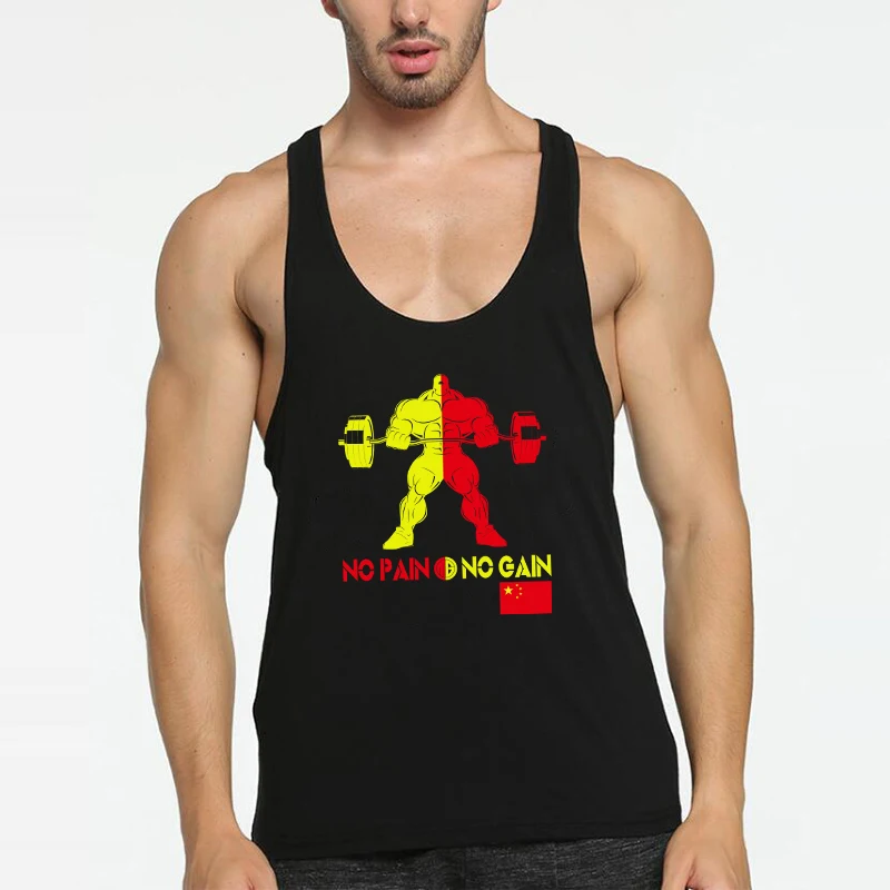 Майка мужская хлопковая без рукавов брендовая одежда для спортзала бодибилдинга