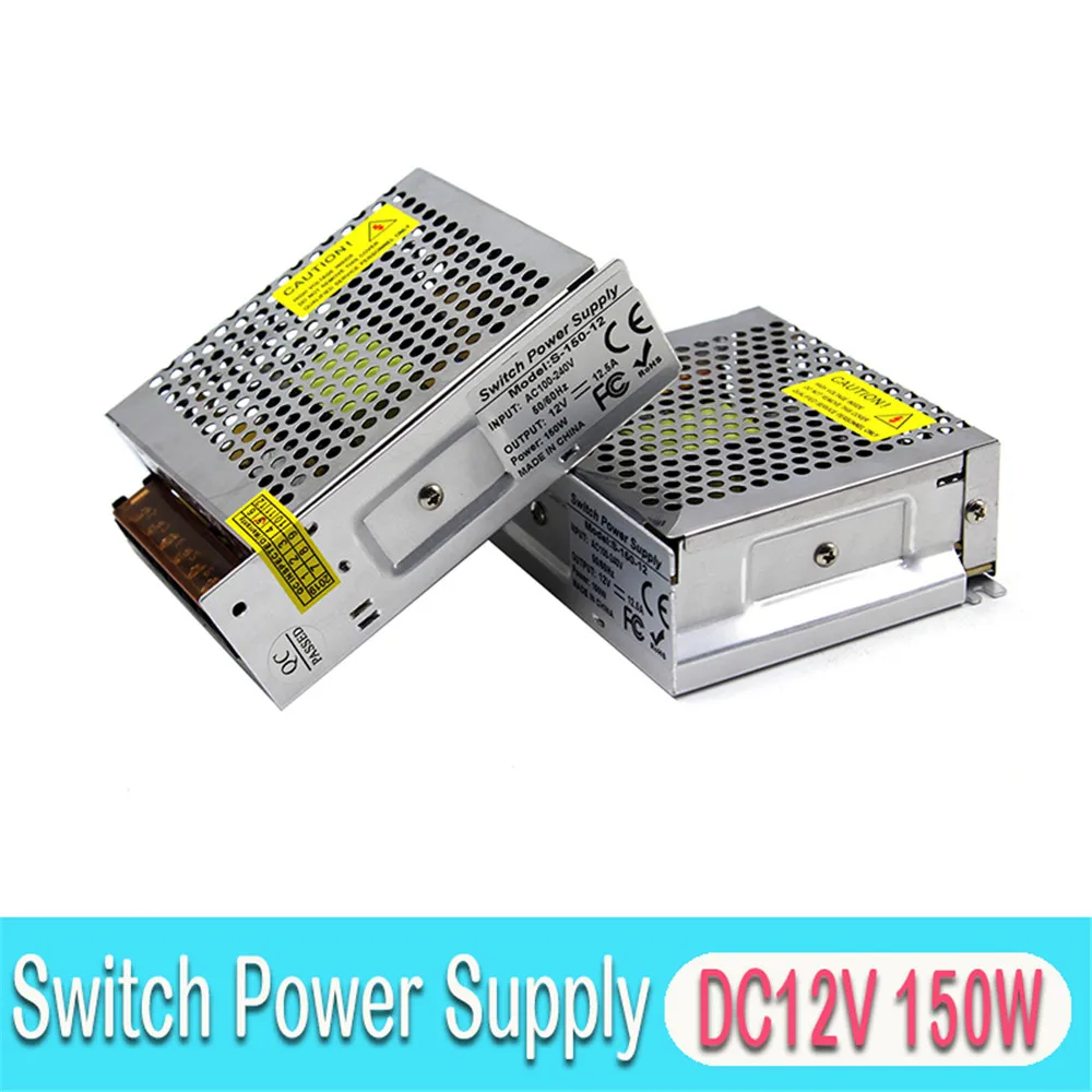 Мини размер питания DC12V 12.5A 150 Вт светодиодные трансформаторы драйвера AC100 240V к DC 12