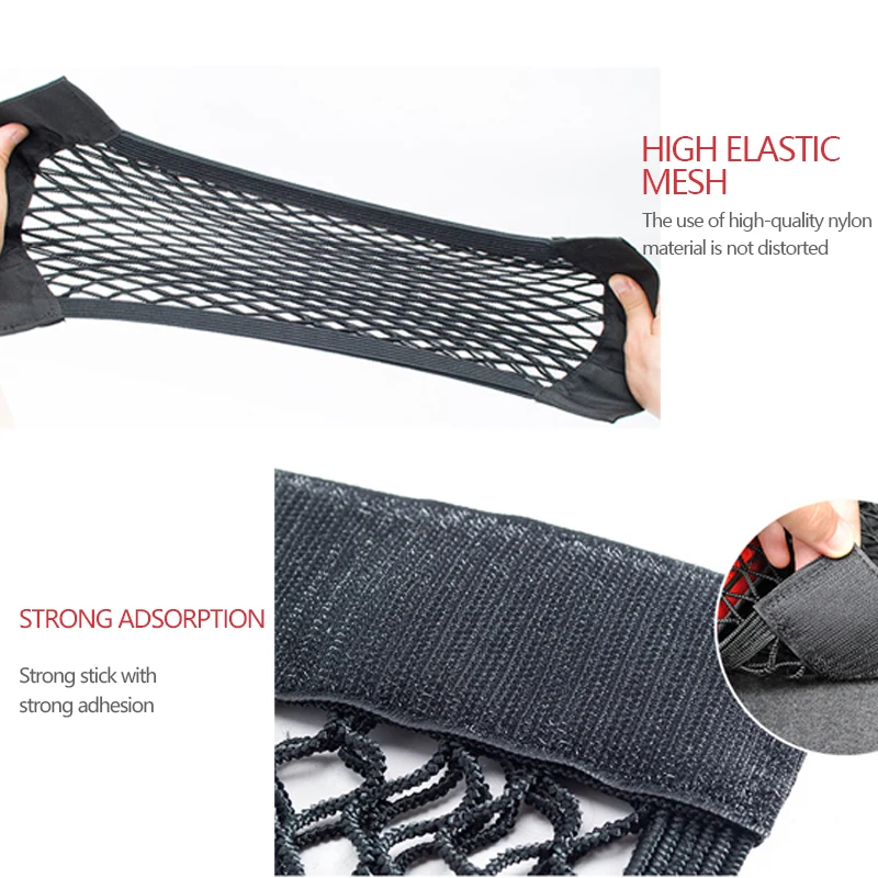 Trunk Mesh Organizer For Car Storage Net Seat Back Pocket Universal Bag Auto Magic Tape Network Interior Accessories | Автомобили и