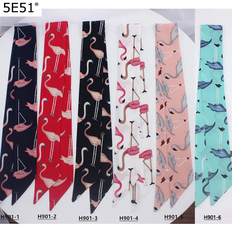 Женский длинный узкий шарф с фламинго повязка на голову из искусственного