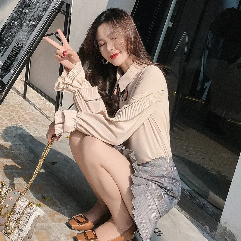 Женский топ осень 2020 новинка рубашка с длинным рукавом женский корейский джемпер