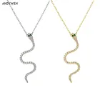 Ожерелье ANDYWEN из стерлингового серебра 925 пробы с кулоном в виде длинной змеи 34 мм, модное роскошное изящное ювелирное изделие 2021 с животными