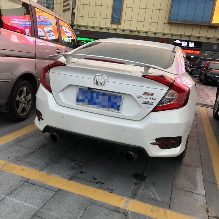 Для Honda Civic спойлер с светодиодный светильник ABS Материал заднее крыло автомобиля