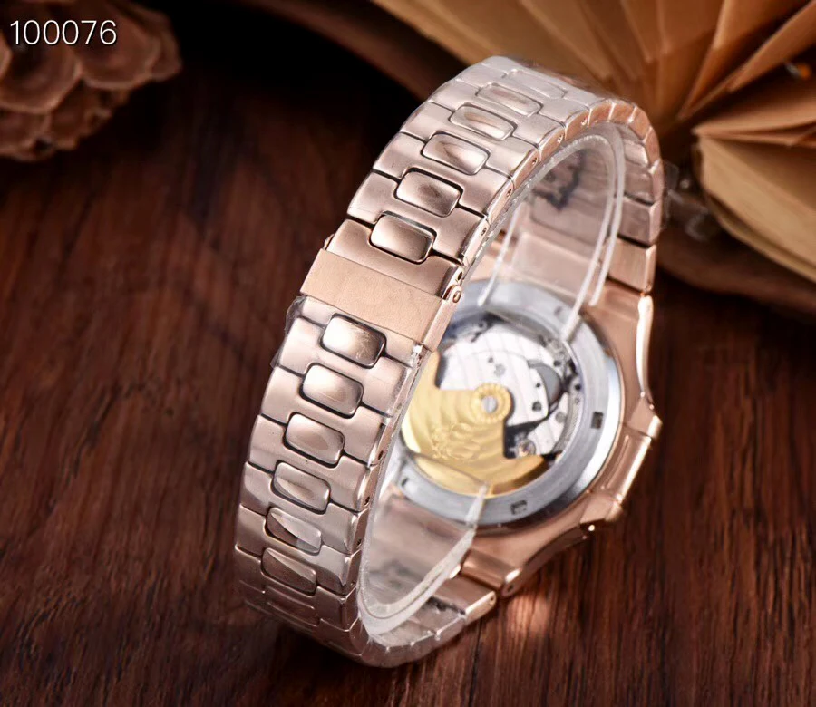 

Classic New Automatic Mechanical Men Watch Sapphire Rose Gold Transparent Glass MoonPhase Watches Black Blue Daydate Blue