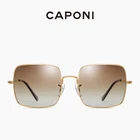 Женские квадратные поляризационные солнцезащитные очки CAPONI, роскошные брендовые дизайнерские солнцезащитные очки в металлической оправе с градиентными линзами, CP1971