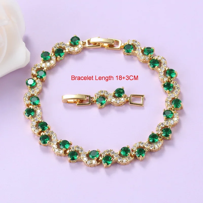 ААА + фианит костюм зеленый комплект ювелирных изделий золото-цвет африканские