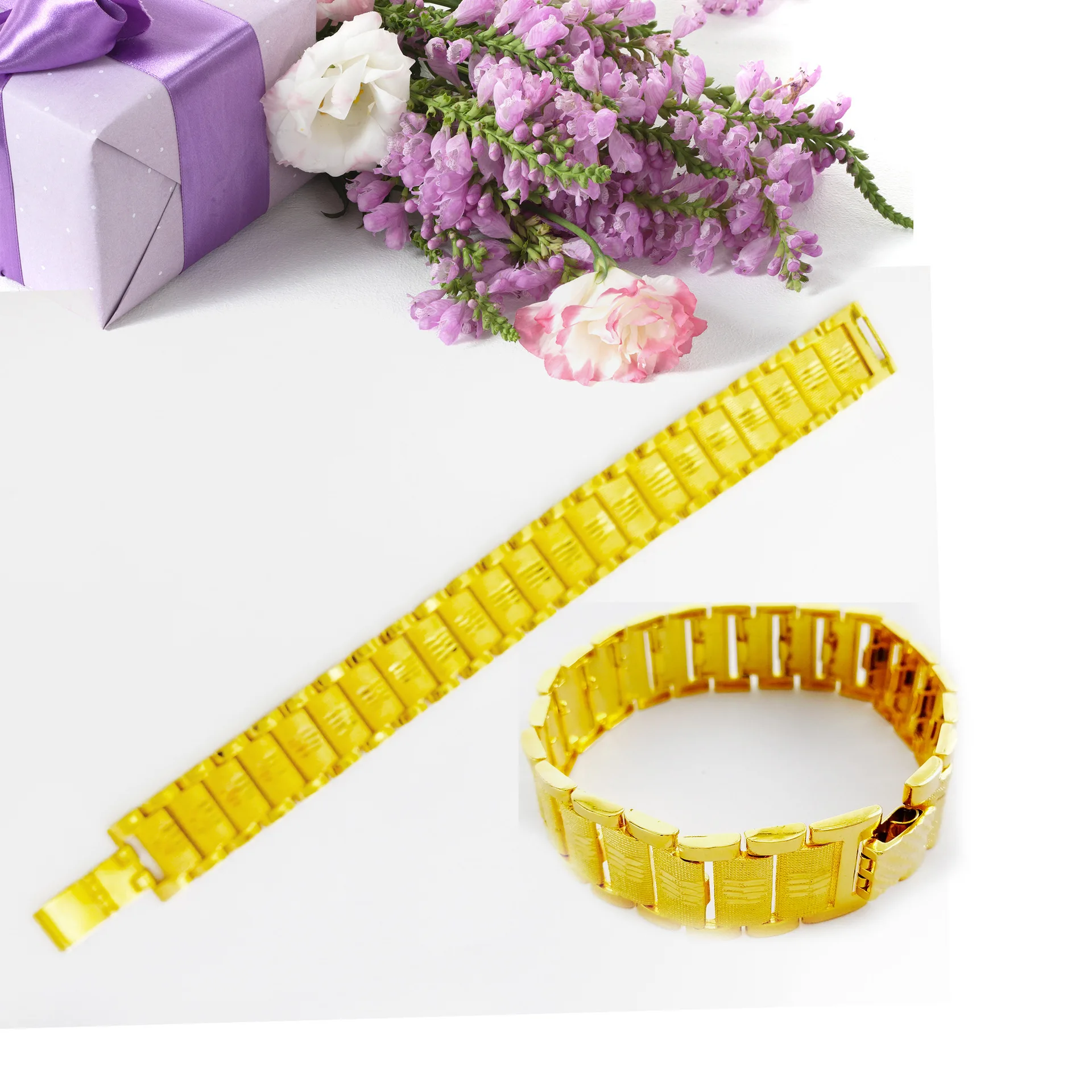 Модный желтый золотой 14K браслет для мужчин изысканный браслет-цепочка часов