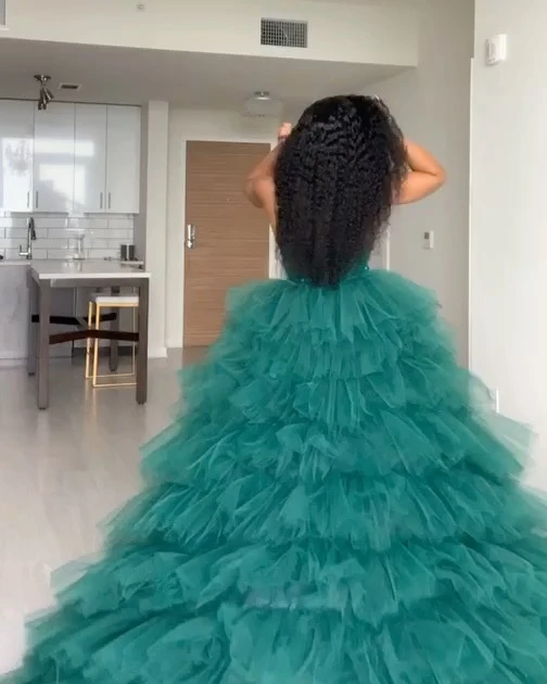 Fashion Detachable Tiered Ruffle Tulle Overskirt With Train Puffy Skirts Overlay Wedding Skirt Long Tulle Over Skirt Maxi Skirt