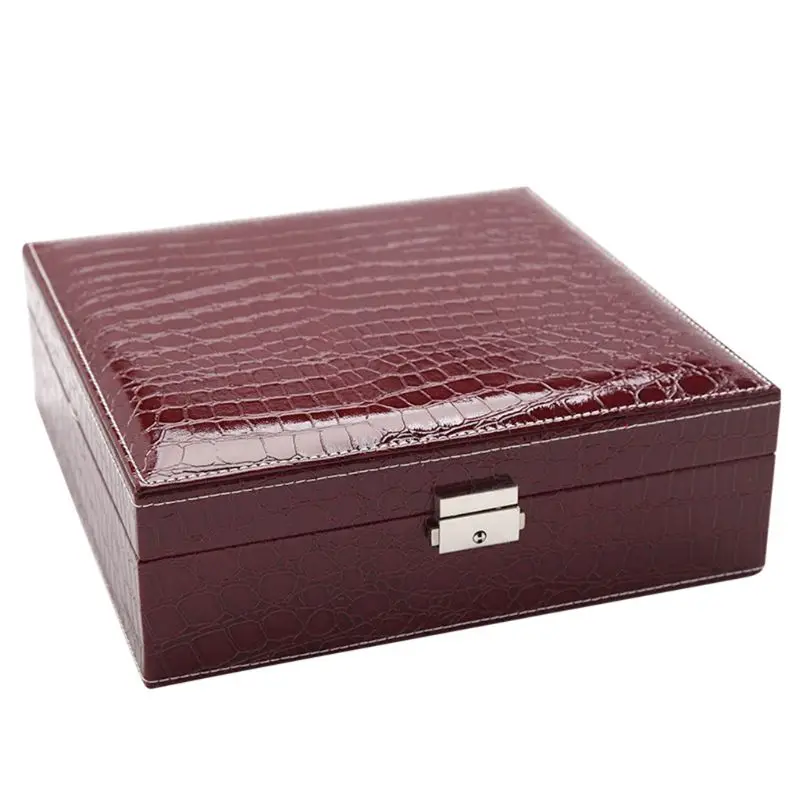 

G2AF Two-Layer Leather Jewelry Box Decorative Organizer Display Storage Case Tray