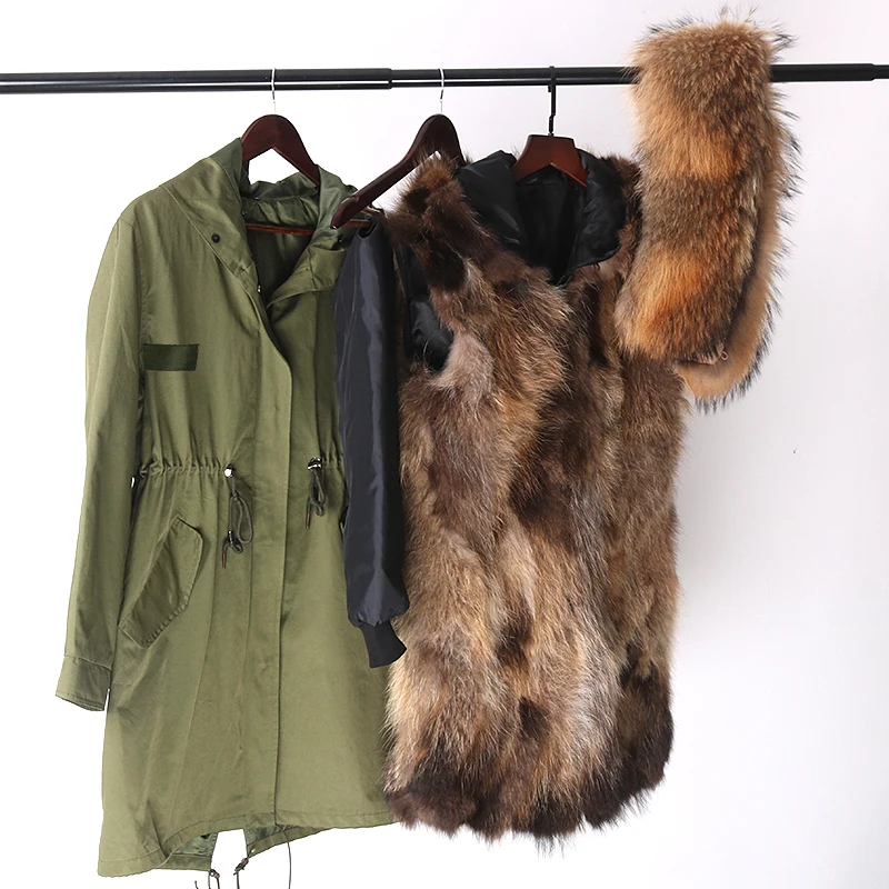 2022 Real Fox Fur Coat Women Winter Jacket Long Waterproof Parka Big Large Natural Fur Collar Fluffy Raccoon Fur Liner Outerwear enlarge