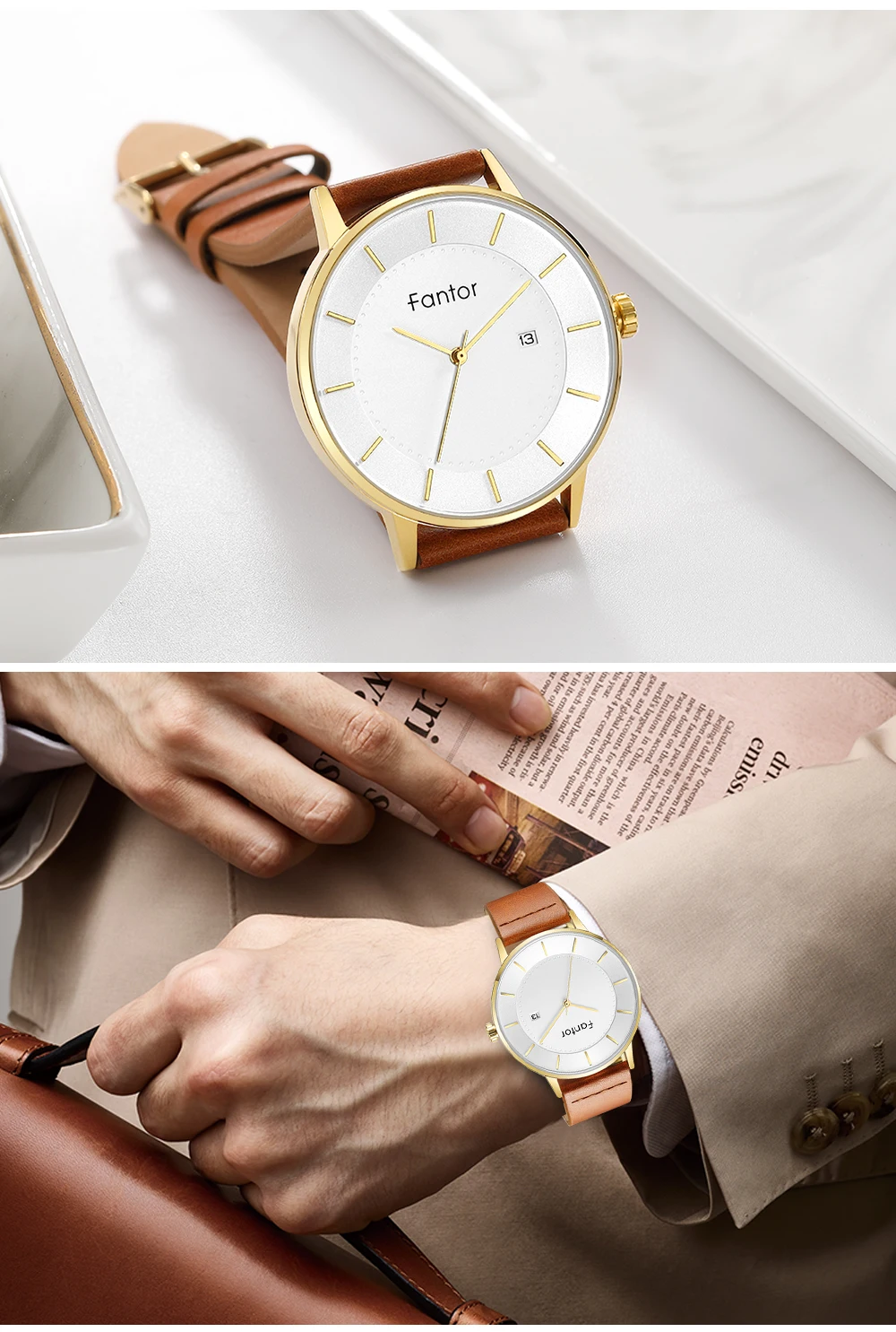 Fantor часы для мужчин Топ люксовый бренд для мужчин Дата кварцевые наручные часы Классический минималистичный простой водонепроницаемый сетка сталь часы для мужчин