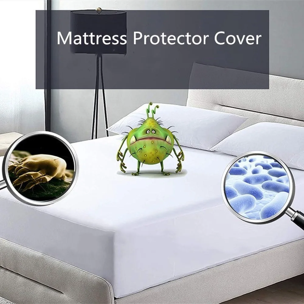 Waterproof Mattress Pad Protector Cover Anti Mites Bed Fitted Sheet Topper Breathable Elastic Rubber Band | Дом и сад