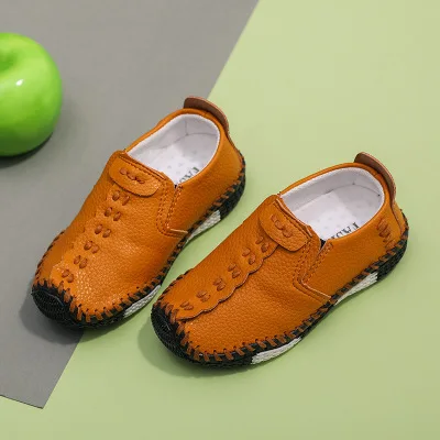 

New Fashion Boys Peasy Shoes Loafers Hand-stitched Single Shoes British Boys' Leather Shoes White Casual Shoes Chaussures enfant