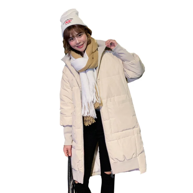 

winter newest hooded duck down jacket large collar thickened female coat fashion Korean big pocket medium and long women jackets