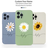 personalized initials name daisy phone case for iphone 11 12 13 pro max mini x xs xr 7 8plus custom liquid silicone cover coque