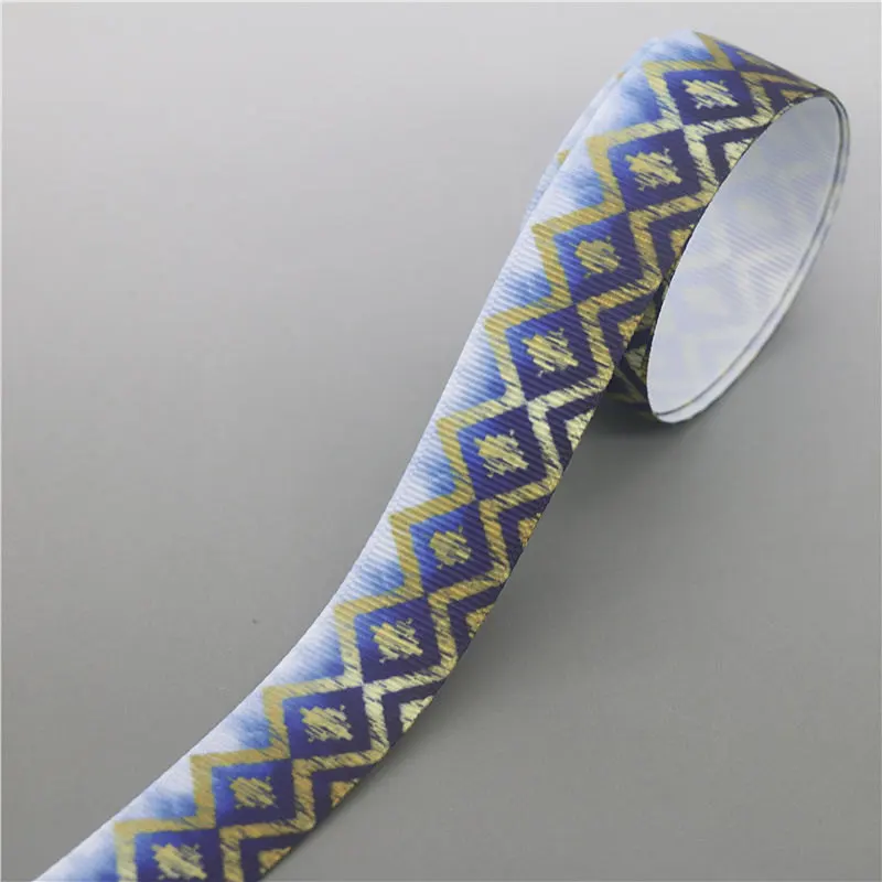 DHK 10 ярдов перо Племенной нашивка напечатанный Grosgrain ленточный аксессуар Hairbow головной убор украшение «сделай сам» оптом OEM B1862
