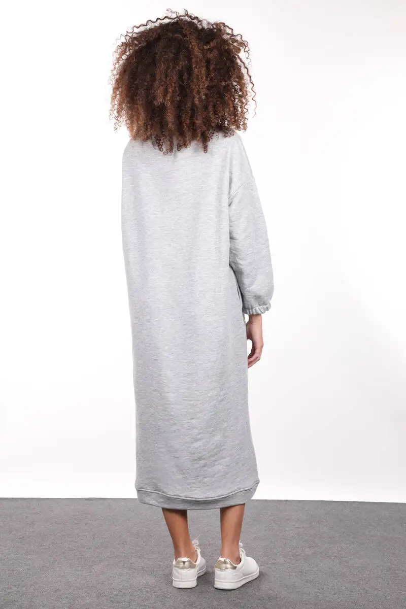 

Gray Turtleneck Basic Womens Sweat Dress