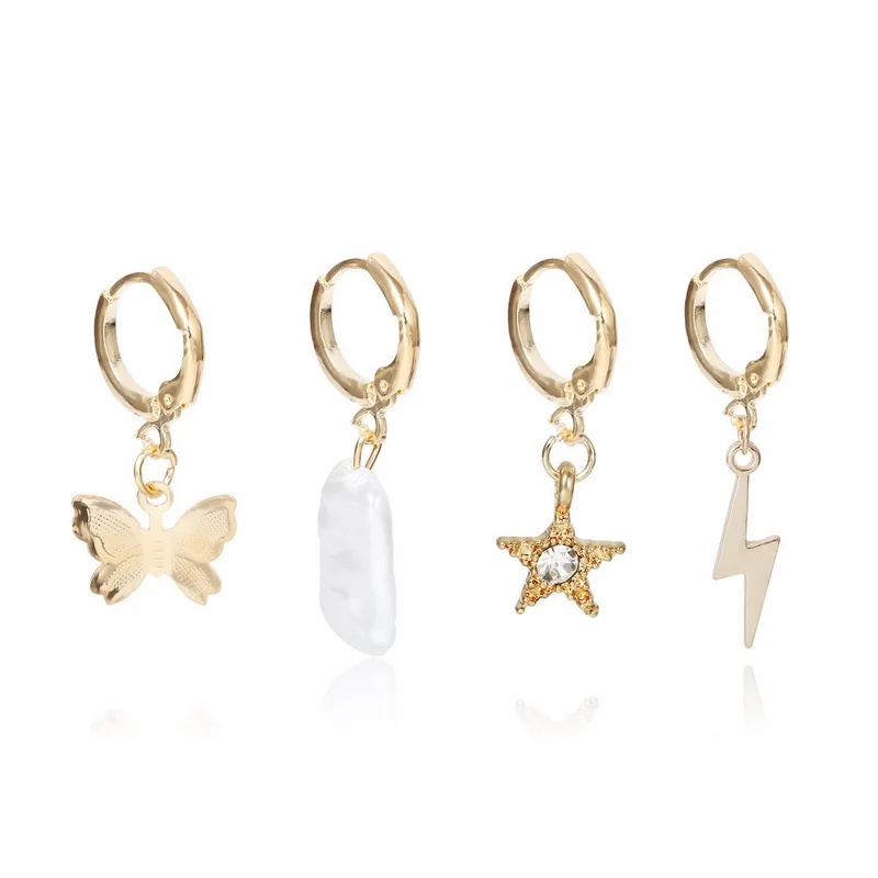 Новые модные висячие серьги со стразами буквами звездами бабочками Женские