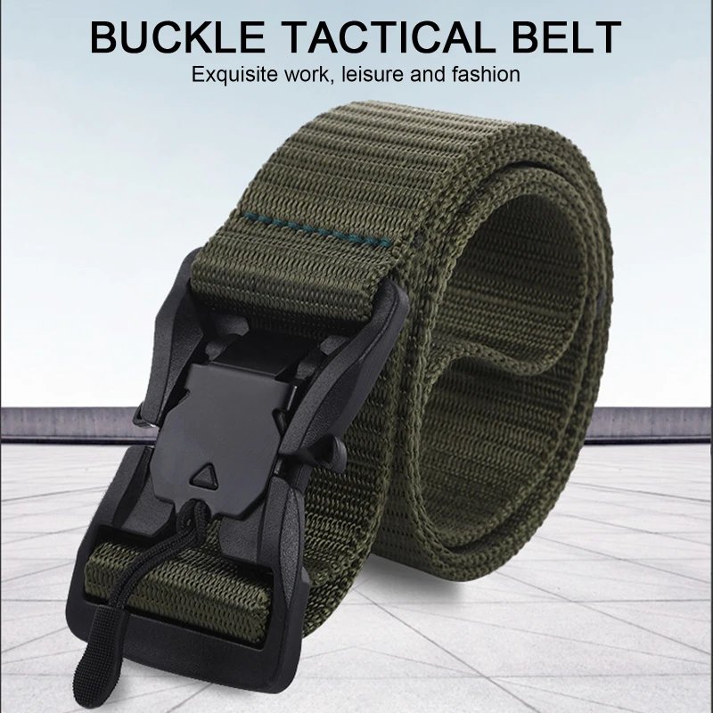 

Tactical Belt Hard PC Quick Release Magnetic Buckle Military Belt Soft Real Imitation Nylon Waist Belt Sports Accessories