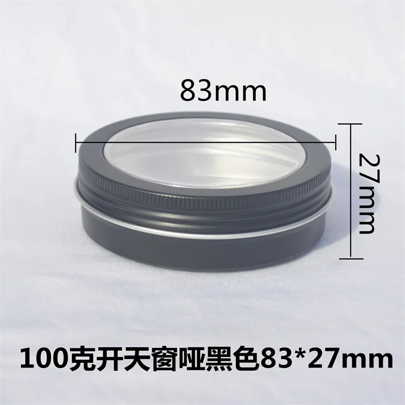 

100 X 100ml Black Aluminum Round Crafts Tin Storage Jar Containers Bottles with Clear Top Screw Lid for Lip Balm, Cosmetic