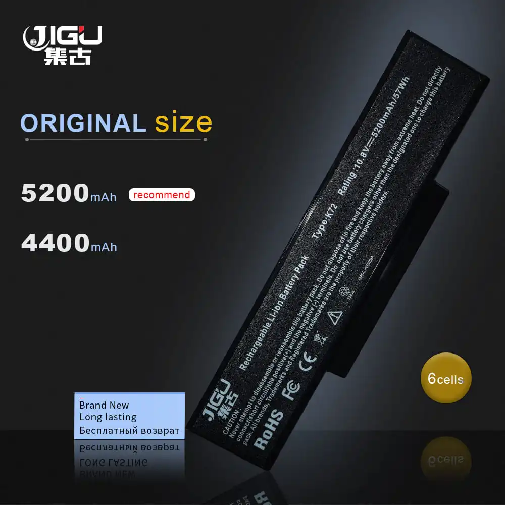 JIGU Аккумулятор для ASUS A72 N71 K73 K72 X77 A72F A72J K72J K72L K72Q K72Y N71V N73G N73Q X77J K72F K72K K72P K73E K73S N73V N71J |