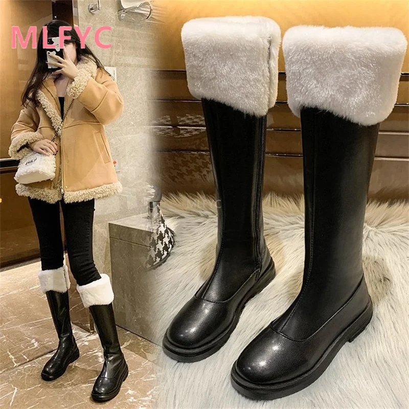 

But knee-length boots women fall/winter 2021 new tall and thin knight boots lamb hair plus velvet snow boots women