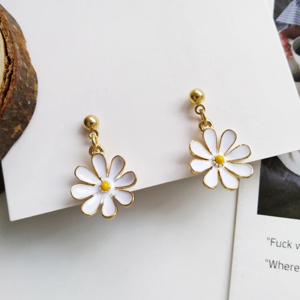 Шамир 1 двойная маленькие цветы ромашки серьги гвоздики нишу минималистский