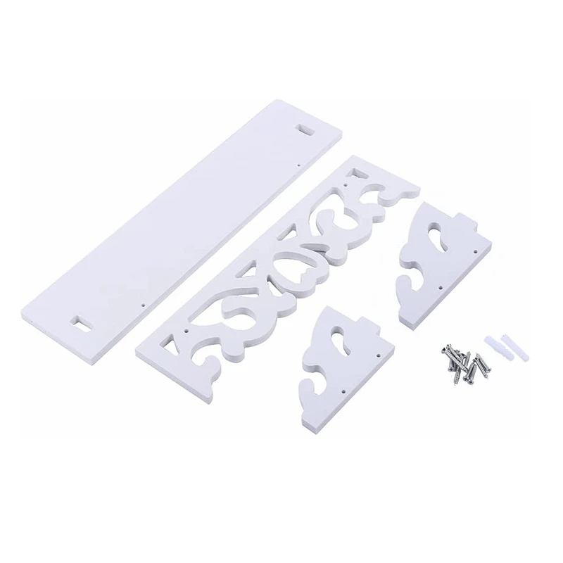 

Wall Mounted Shelf, White Carved Shabby Chic Filigree Style Shelves Design Wall Shelf for Home, Bedroom, Study