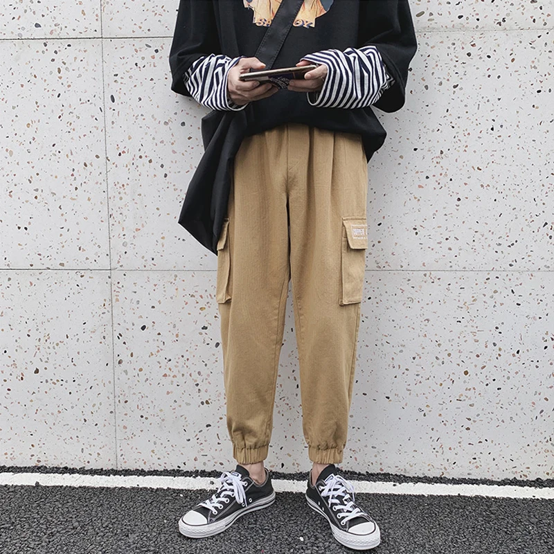 Мужские брюки рабочая одежда модные повседневные тонкие черные коричневые в