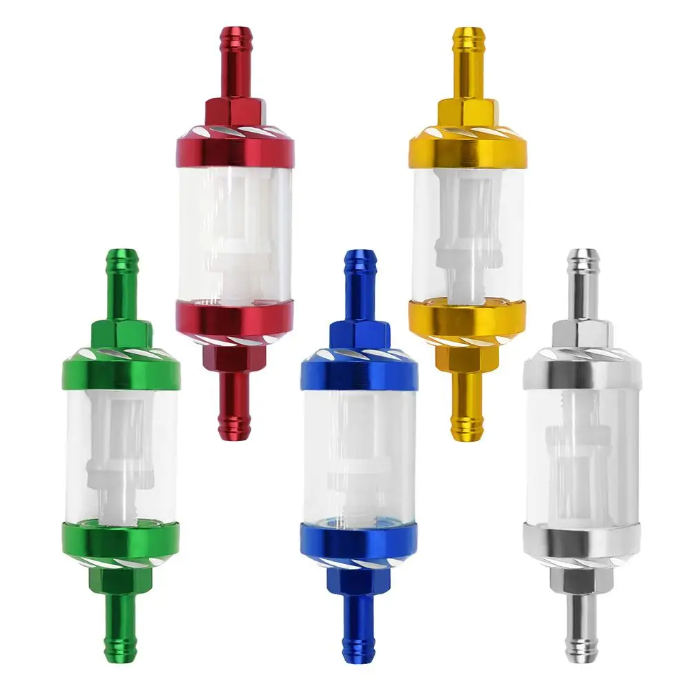 

8mm CNC Aluminum Alloy Glass Motorcycle Gas Fuel Gasoline Oil Filter Moto Accessories for ATV Dirt Pit Bike Motocross New