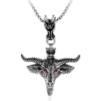 budrovky pentagram goat head necklace amulet sabbatic occult red eye goat necklaces for women men fashion jewelry collar choker