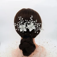 floralbride handmade wired rhinestones crystal pearls flower wedding hair comb bridal headpieces hair accessories women jewelry