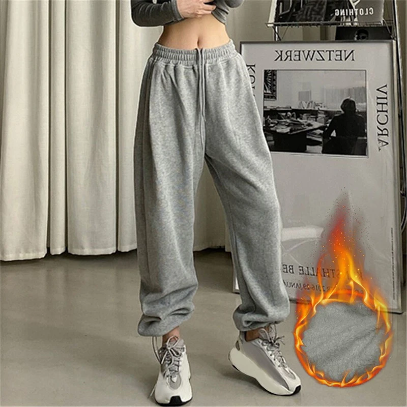 Осенне-зимние женские спортивные брюки корейская мода бежевые Мешковатые