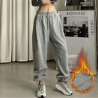 Осенне-зимние женские спортивные брюки, корейская мода, бежевые женские Мешковатые джоггеры с высокой талией 2021, серые брюки для женщин