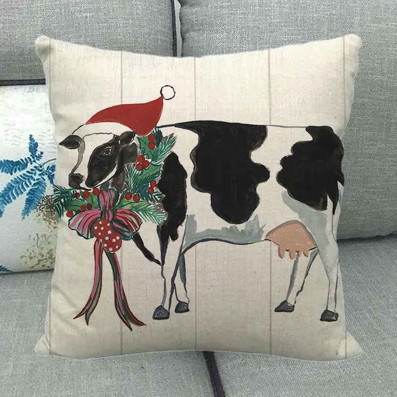 45cm*45cm farm fresh animals cow and pig designs Linen/Cotton Throw Pillow Covers Cushion Cover home Decor Pillowcase - купить по