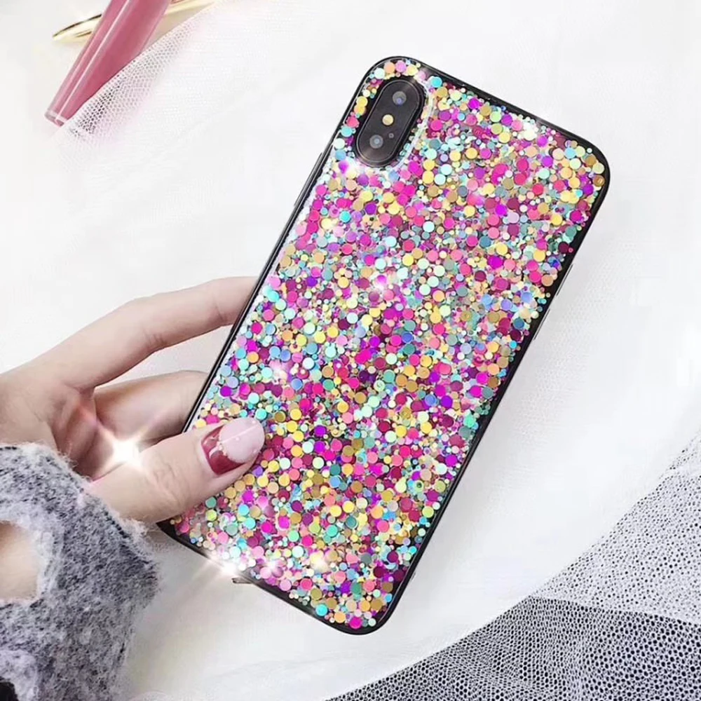 LLZ.COQUE Блестящий блестящий чехол с блестками для Iphone 11 Pro Max X XR XS MAX кристаллами 8 7 Plus